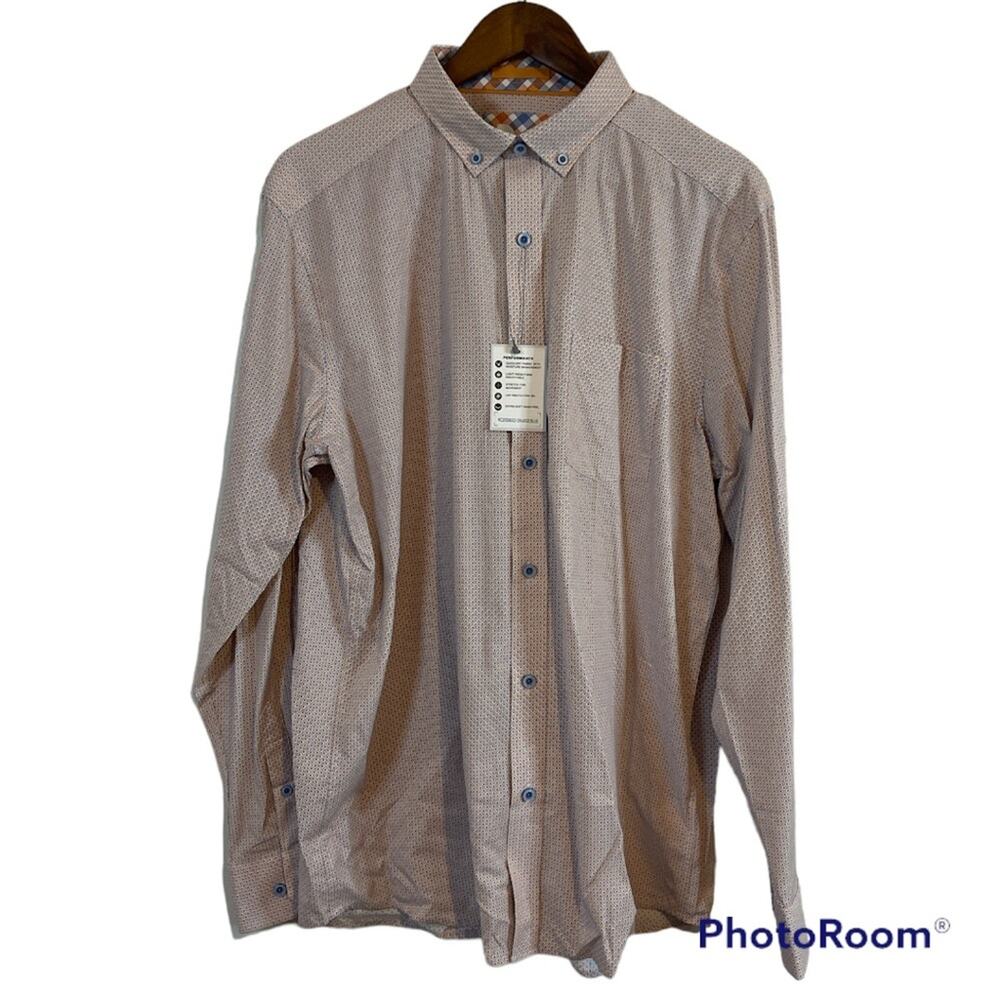 Nicoby Orange and Blue Print Button Down Men's Size Large NWT